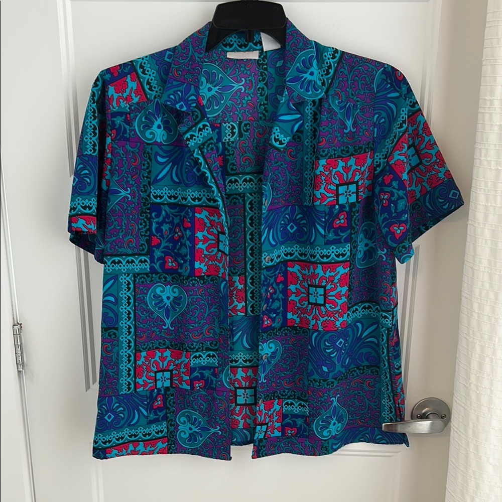 Vintage Blue and Red Lightweight Shirt Jacket